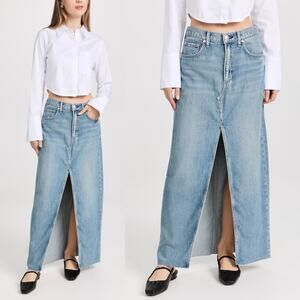 rag & bone Avery Featherweight Denim Maxi Skirt in Beverlys Raw Hem size 29